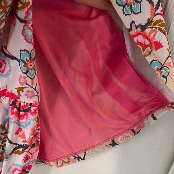 Free Country Women’s Floral Pink and White Tankini Spaghetti Strap Top Size 16 - Picture 6 of 7